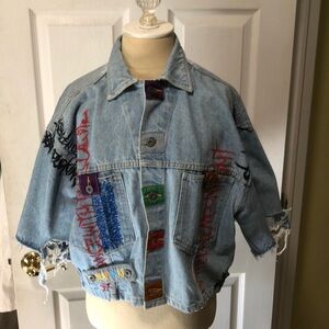 Vintage Naf Naf Hand Painted Jean Jacket